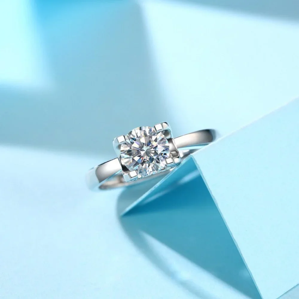 Certified 3ct. t.w. Diamond Moissanite Engagement Ring NEW B - Picture 4 of 9